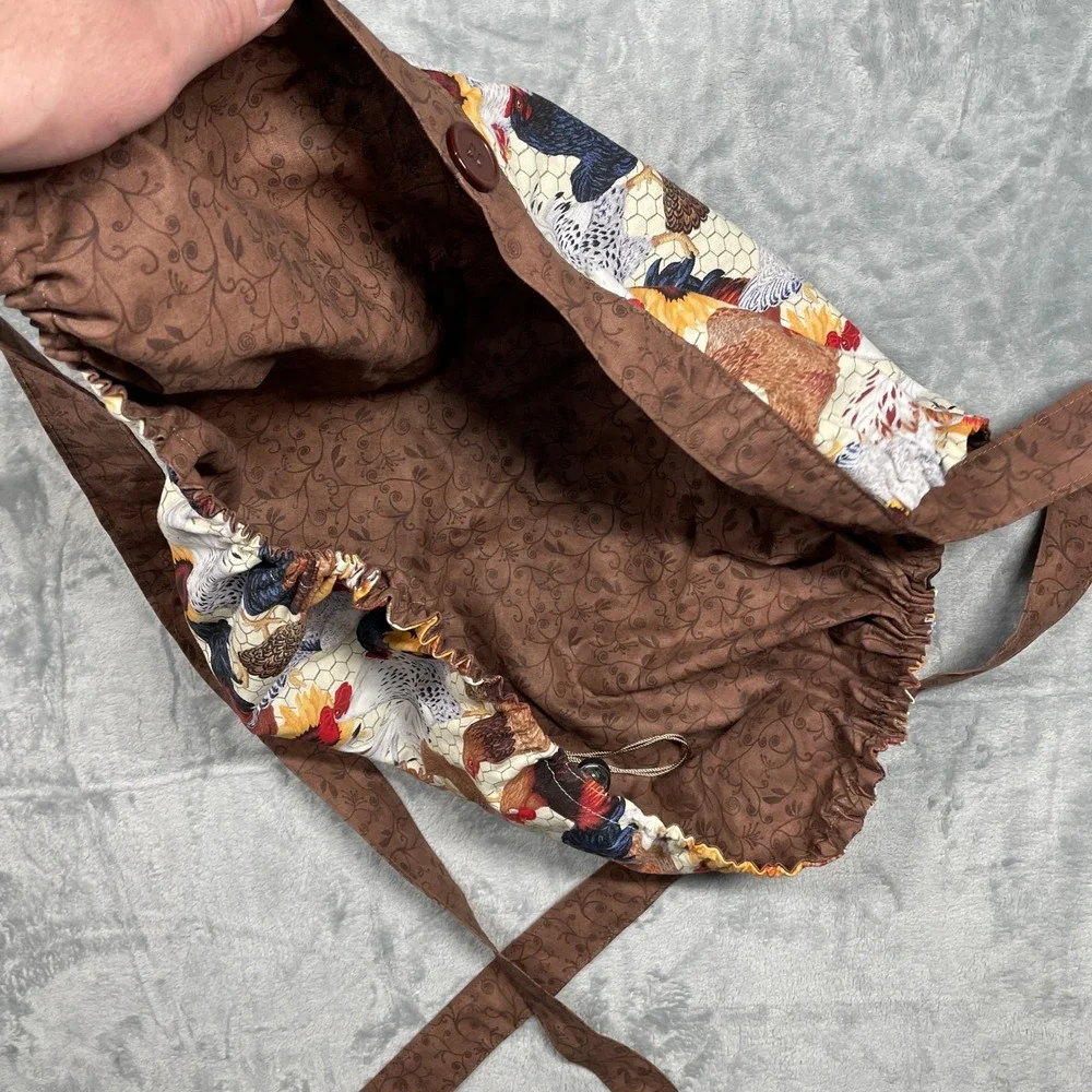 Chicken Sunflower Apron Waist Egg Gathering Pouch Farmhouse Country Garden Cute
